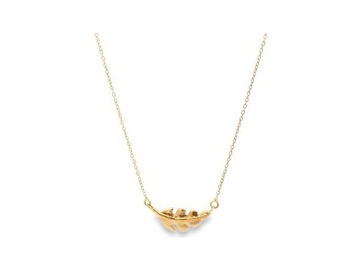 18K Yellow Gold Pea Pod Pendant Necklace